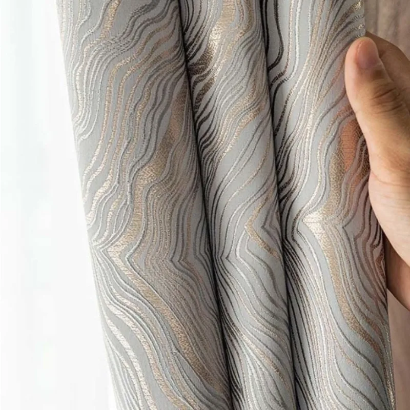 High-end French Light Luxury Gray Gold Coast Jacquard European-style Blackout Curtains Living Room Bedroom Balcony Curtains