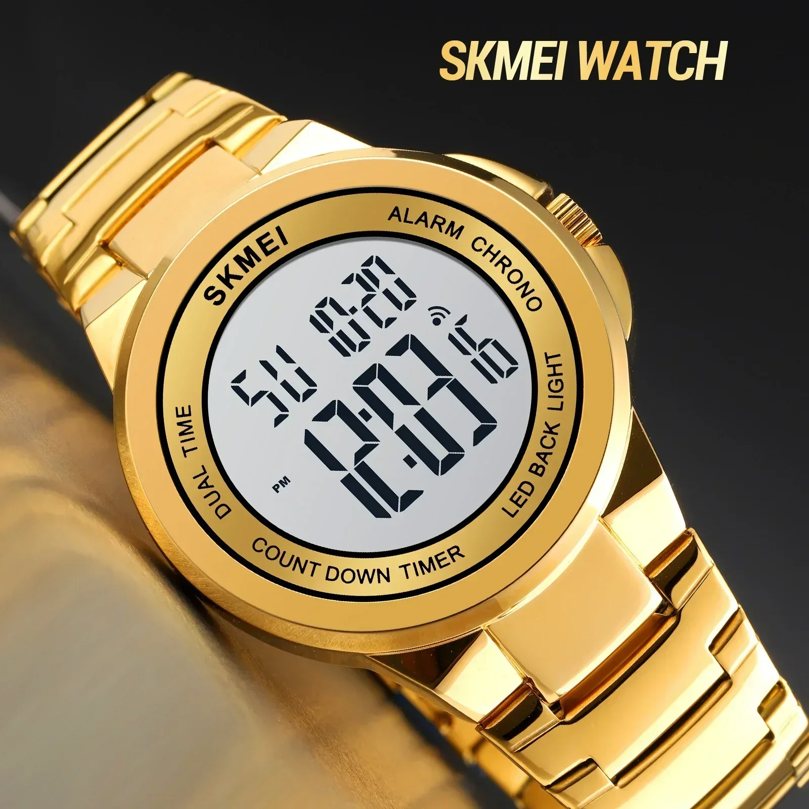 SKMEI-Montre-bracelet numérique de sport pour homme, 2 chronomètres, LED, étanche, mode, 1712