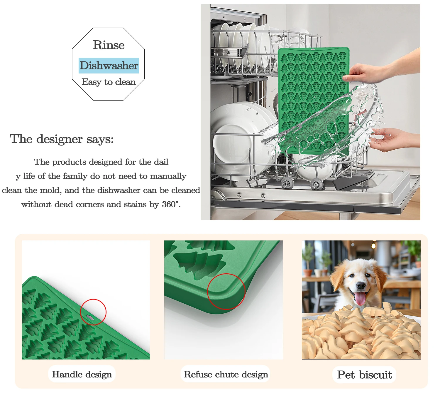 Kerstboom Koekjesvorm 100 Gaten Siliconen Bakvorm Mini Puppy Snacks Koekjesmolen Diy Chocoladevormen