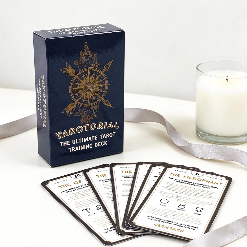 Tarotorial The Ultimate Tarot Training Deck 78 Cards with Upright & Reversed Meanings Printed on Card, Divination Board Game