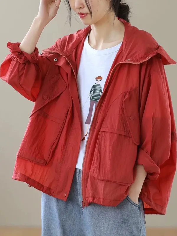 

Женская летняя повседневная одежда больших размеров с капюшоном и защитой от солнца, дизайн Sensation, модная верхняя одежда Jaet с кондиционером