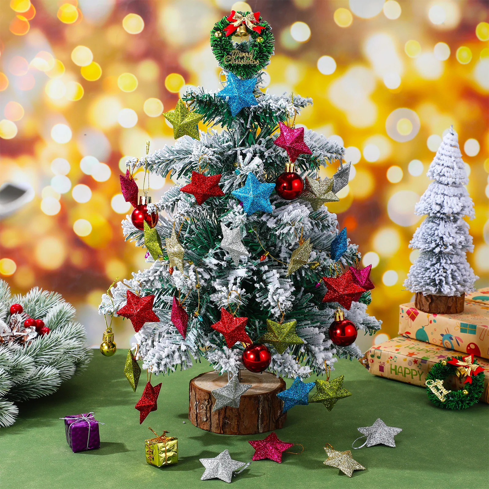 

30Pcs Christmas Star Pendants 3D Glitter Hanging Ornaments Xmas Tree Party Decor Holiday Pendant Scene Decoration