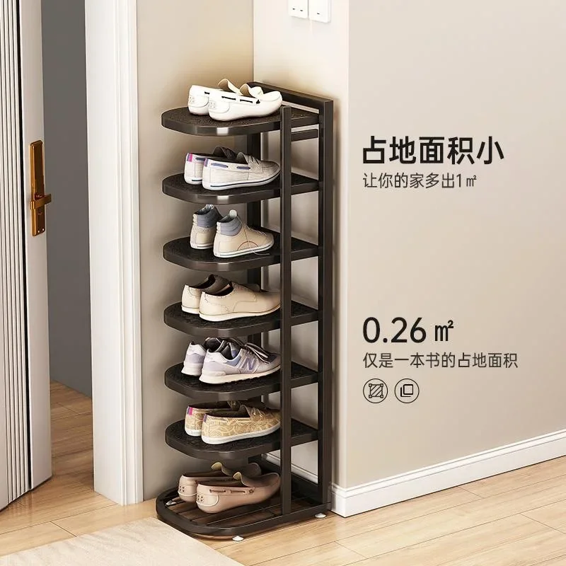 Stainless Steel Narrow Shoe Rack Household Door Corner Space Saving Shelf Door Dormitory Simple Shoe Stool Wrought Iron Shoe