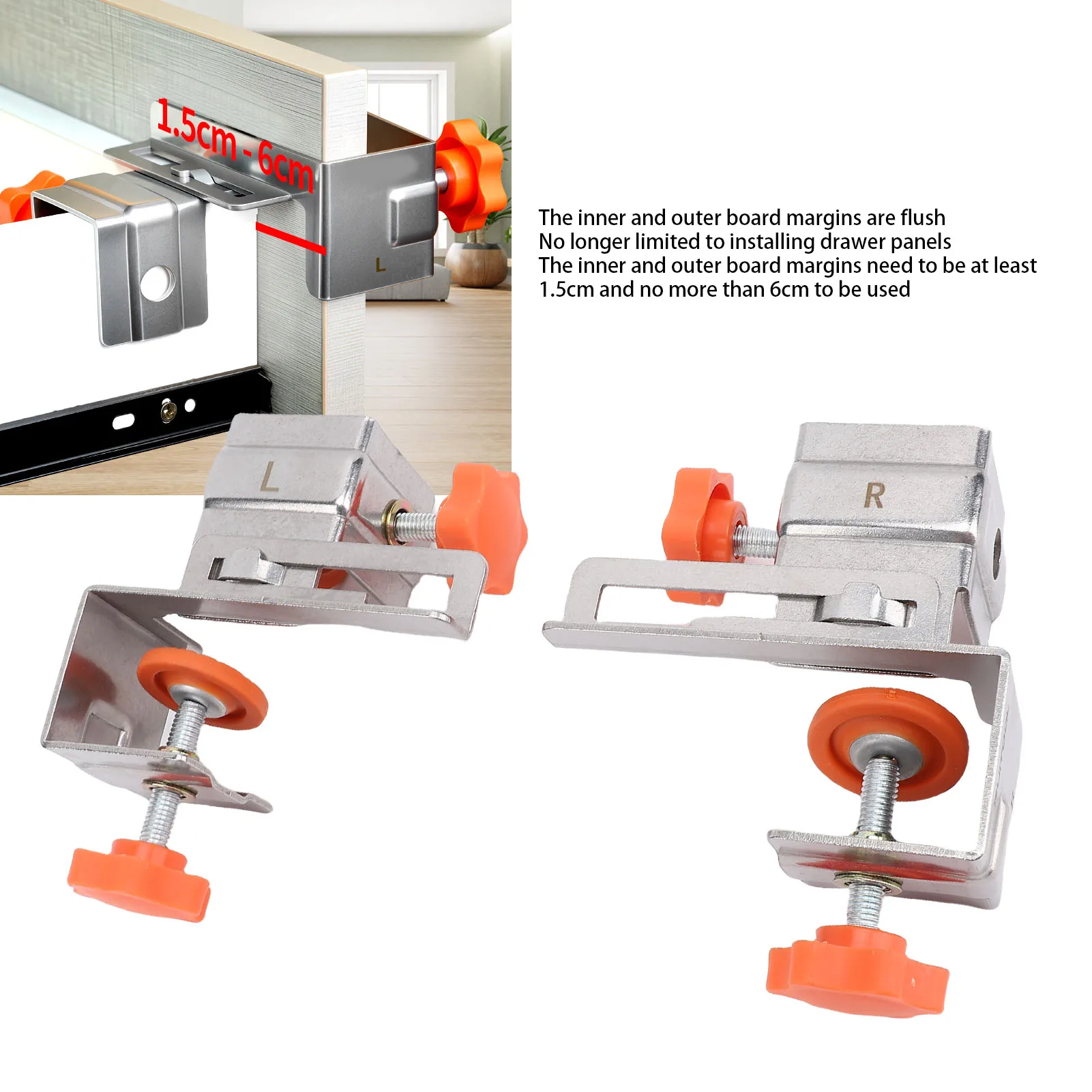 Drawer Panel Fixing Clamp Stable Clamping 410 Stainless Steel High Hardness Drawer Front Installation Clamp Drawer Panel Clamp