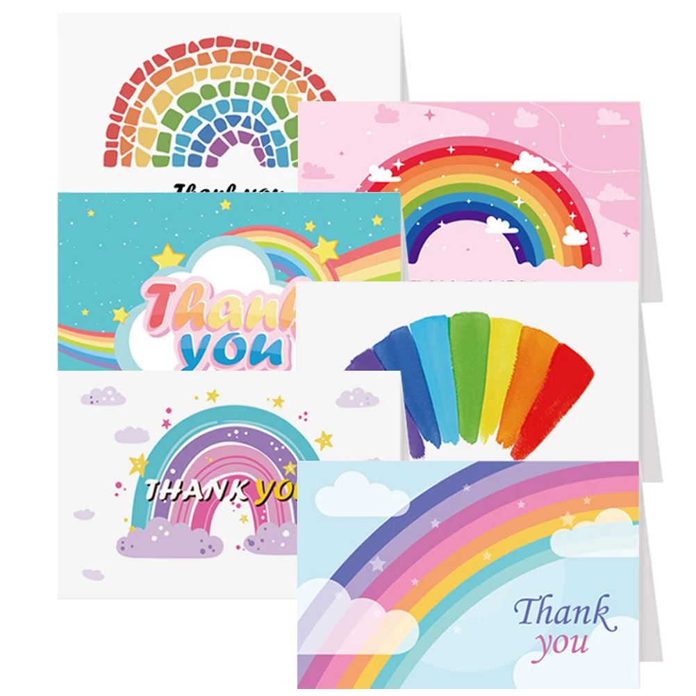 

6pcs Thank You Foldable Blessing Greeting Teacher Appreciation Cards Holiday Cards For Teachers Teacher's Day Gift