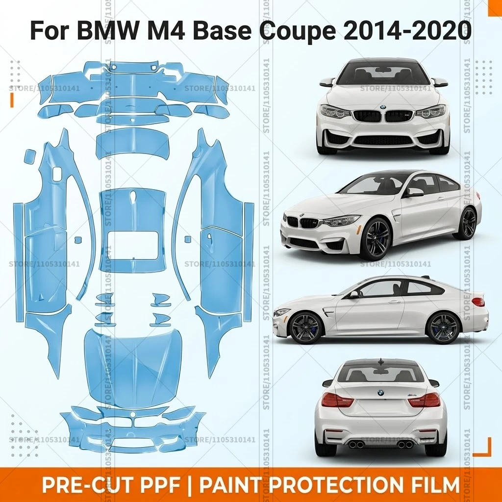 Pre-Cut Paint Protection Film PPF Transparent Bumper Protector Automotive Clear Bra Car Film For BMW M4 Base Coupe 2014-2020
