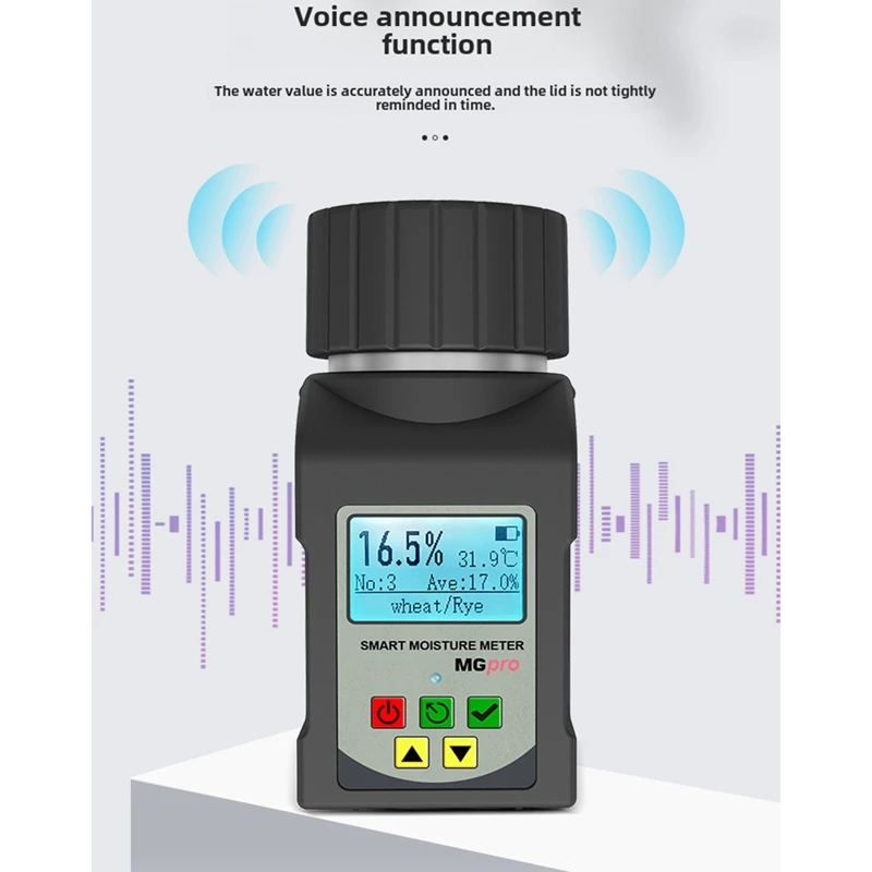 جهاز قياس رطوبة الحبوب المحمول FULL-5-In-1، 25 حبة، جهاز اختبار الرطوبة الذكي للكشف عن رطوبة فول القمح والفول السوداني، MG-Pro