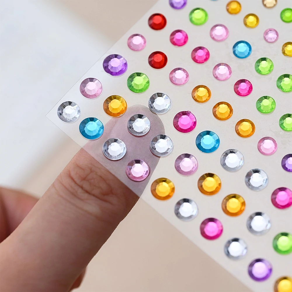 Bling Selbstklebende Gesichts-/Körper-Edelsteine 3D Stern/Mond/Herz/Runde Temporäre Tattoo-Aufkleber AB/Klar/Rot/Blau Gesichtshaar Nagelschmuck – Detail 11