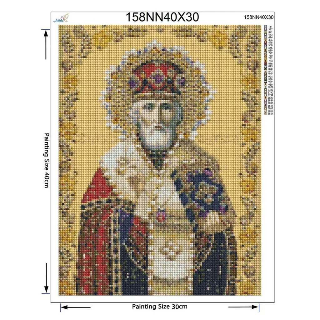High Quality DIY diamond painting cross stitch religion St. Nicholas icon diamond embroidery 5D Inlaid decorative painting