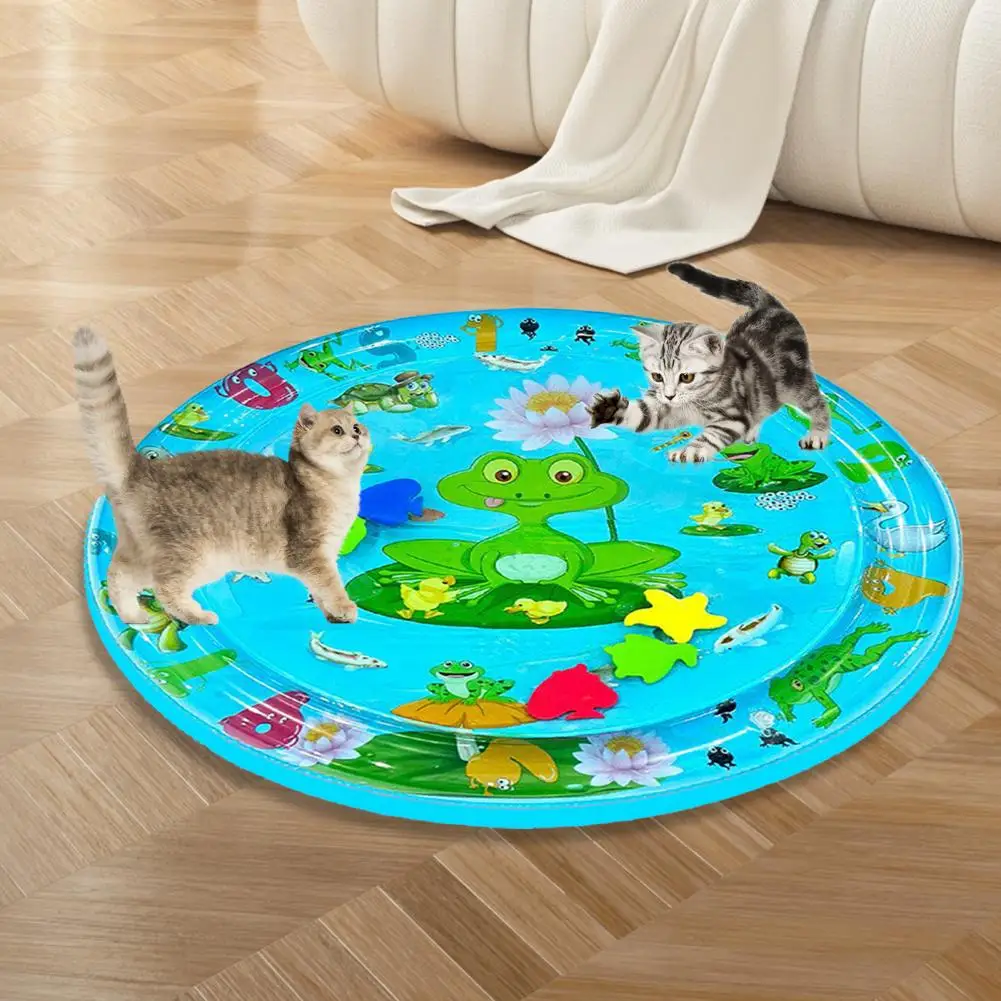 Outdoor Pet Play Mat Water Sensor Mat for Pets Cat Water Play Mat with Fish Thickened Water Sensor Pad for Pets Toy for Cats