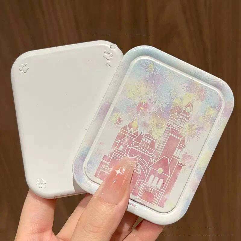 Fireworks Castle Flip-Top Folding Makeup Mirror Portable Pocket Mirror Women Rectangle Cosmetic Make Up Mirror With Comb