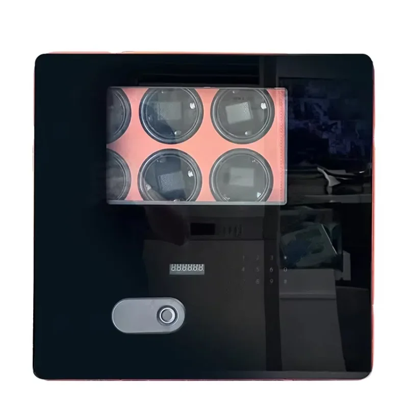【Fashionable】Weierxin Safe Explosion-Proof Glass Digital Fingerprint Combination   Leather Watch Winder Safe Box
