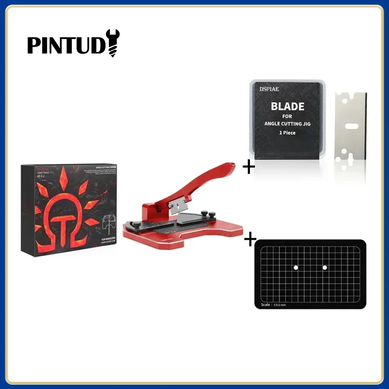 DSPIAE At-CJ Angel Cutting Station Precision Hand Tool Set Aluminium Alloy DIY Hobby Model Kit with Red Carbon Steel Blade