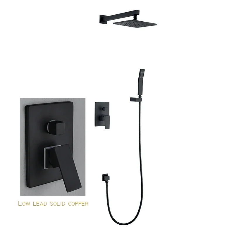 AMAXO Two Function Black Concealed Bathroom Shower Mixer with Diverter