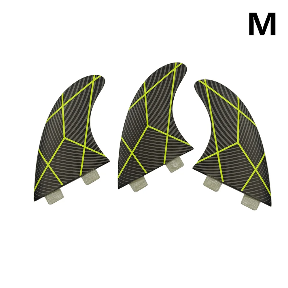 UPSURF FCS Fins New Arrival Double Tabs Fin M Surf Boards Fins thruster fins Black Yellow Line Color Surf accessories