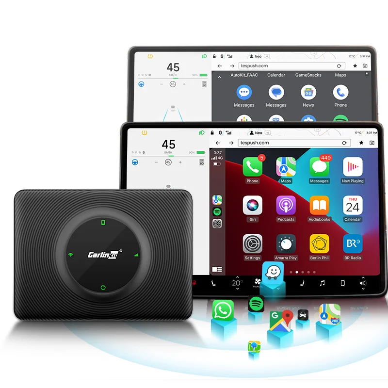 NewMake logo Carlinkit Wireless T2C CarPlay Dongle Car Radio Smart AI Box for Tesla Car Play Model