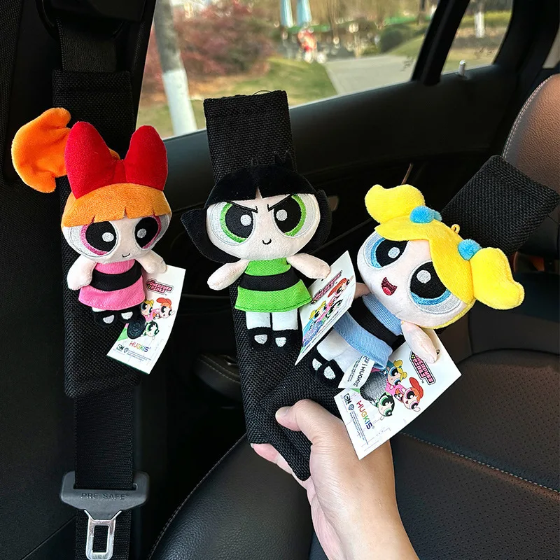 New Cartoon Anime The Powerpuff and Girls Series Protective Case Kawaii Role Creativity Car Seat Belt Shoulder Protector Case