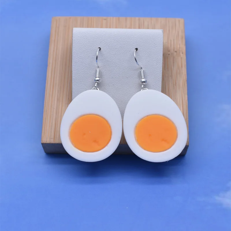 Earring For Women Resin Handmade 3D Simulation Boiled Egg Drop Earrings Funny Gift