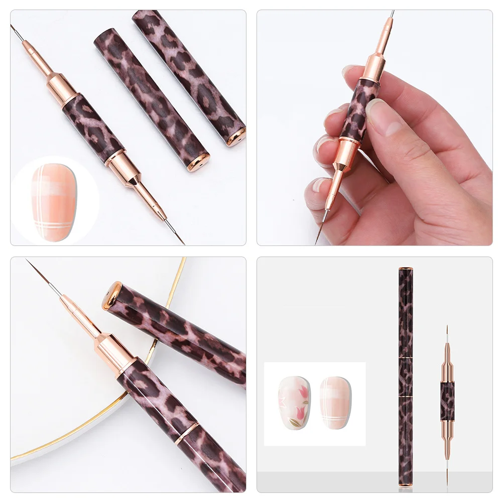 

Leopard Print Nail Art Liner Brush Premium Acrylic Drawing Tool For Manicure Design Home Salon Use Nail Liner Pen