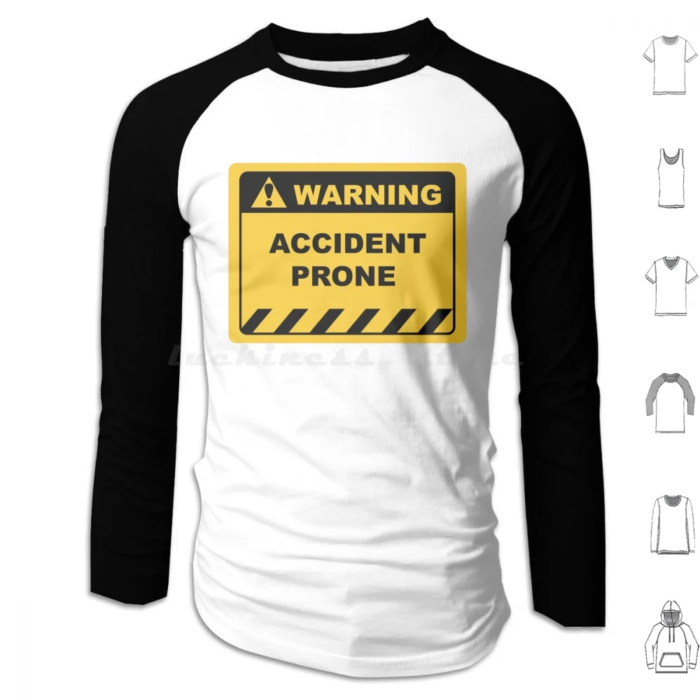 Human Warning Label / Sign Accident Prone Sayings Sarcasm Humor Quotes Hoodies Long Sleeve Satire Human Warning Label