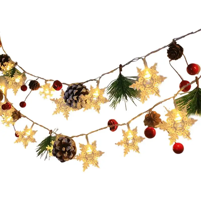 

Snowflake String Lights Snowflake Pine Cone Fairy String Lights 6.56Ft Lighted Garland Christmas 20 Led Battery Operated For