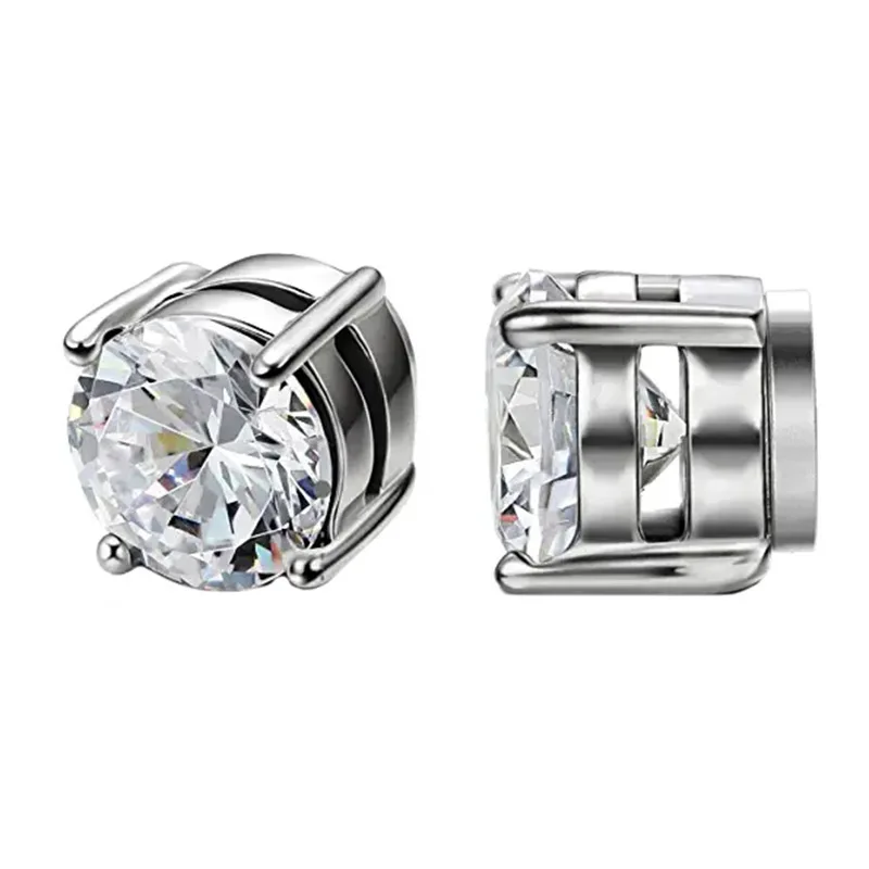 2 Piece Magnetic Stud Earrings With Shiny Zircon For Men Women Fashion Simple Non-Piercing Ear Clips Earrings Party Jewelry 6mm view 6
