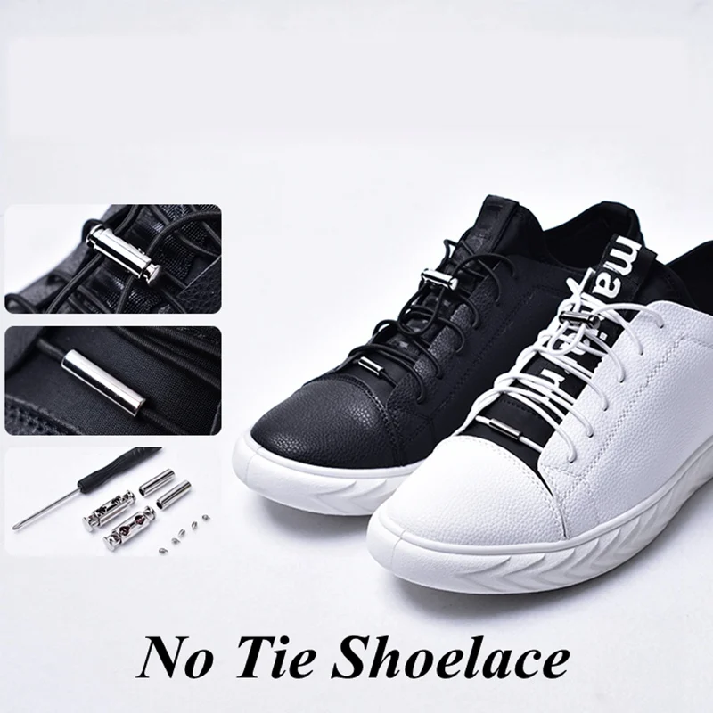 

1 Pair Round Sports Shoelaces Without Ties Elastic Laces Sneakers Quick Release Adjustable Buckle for Men Women Running Shoes