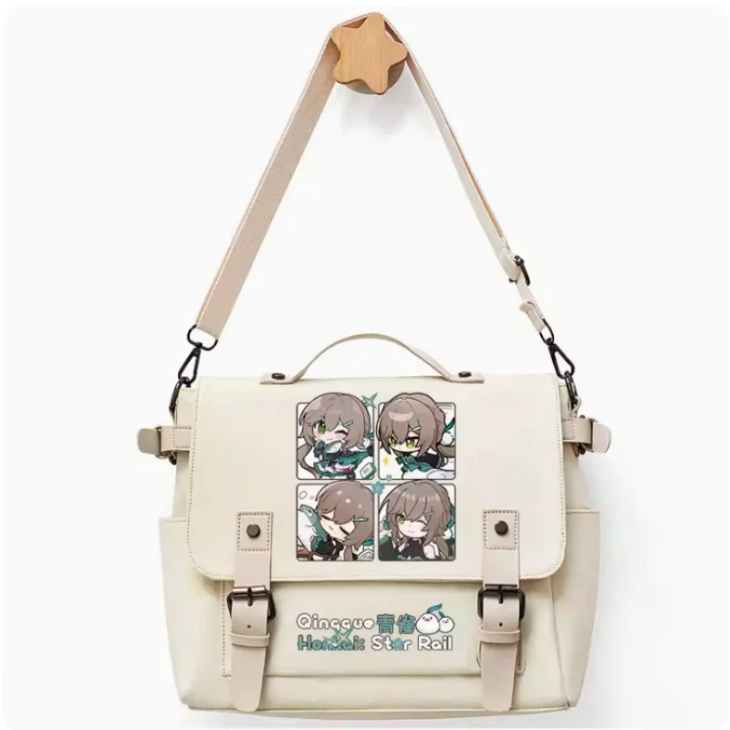 Сумка с декоративным ремнем для аниме Honkai: Star Rail Qingque, школьная сумка, модная удобная сумка-мессенджер для подростков, студентов