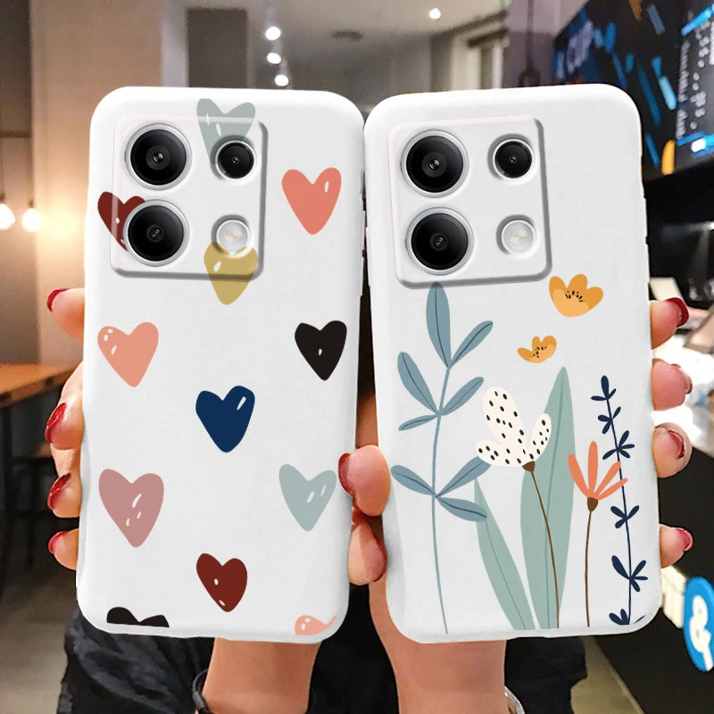 Case For Redmi Note 13 Pro 4G 5G Cute Heart Flower Back Cover Soft Silicone Matte Protective Fundas For Redmi Note13 Pro Bumper