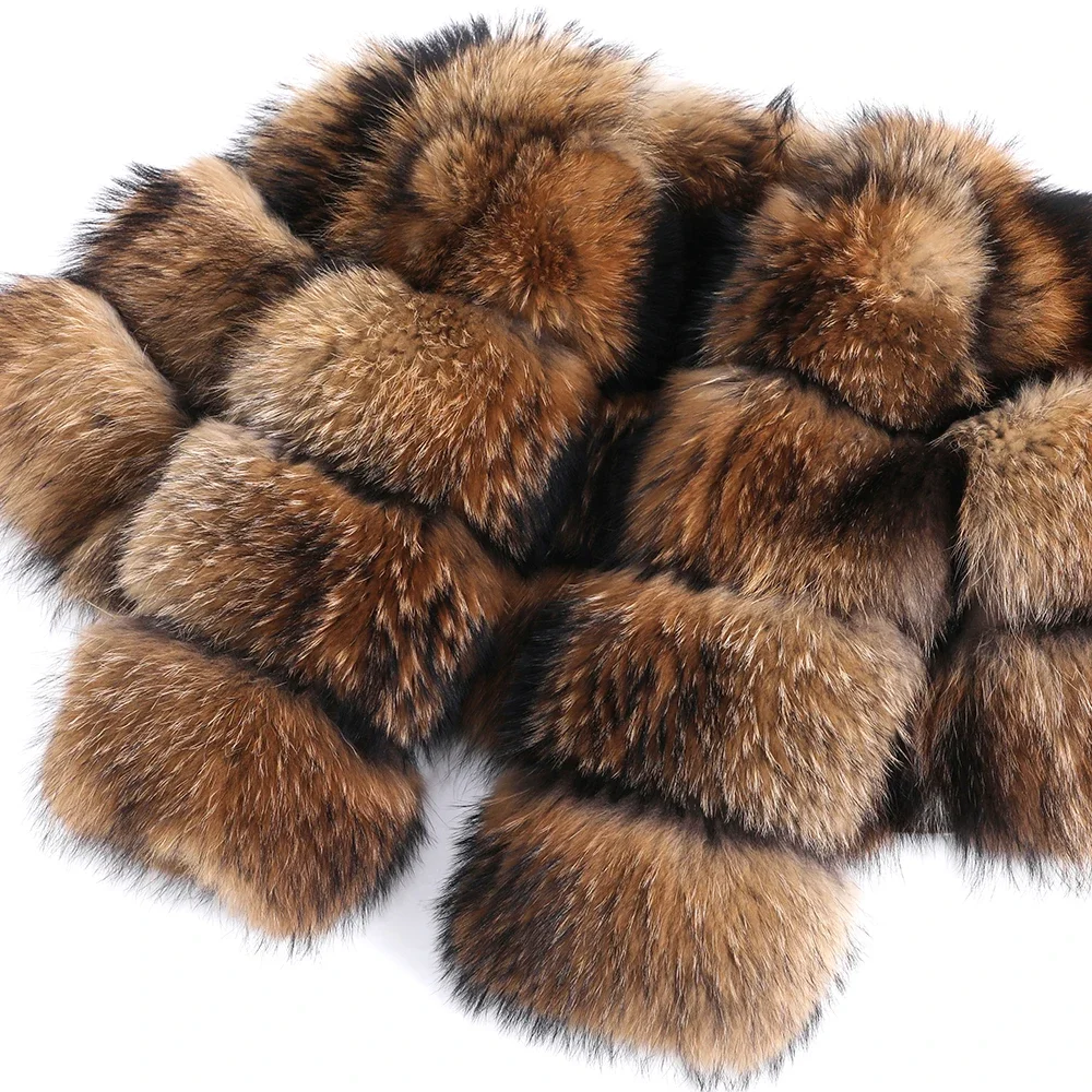 

New Style Natural Raccoon Fur Winter Jacket Women's Sub-fur Coat High-quality Fur Round Neck Warm Short Coat