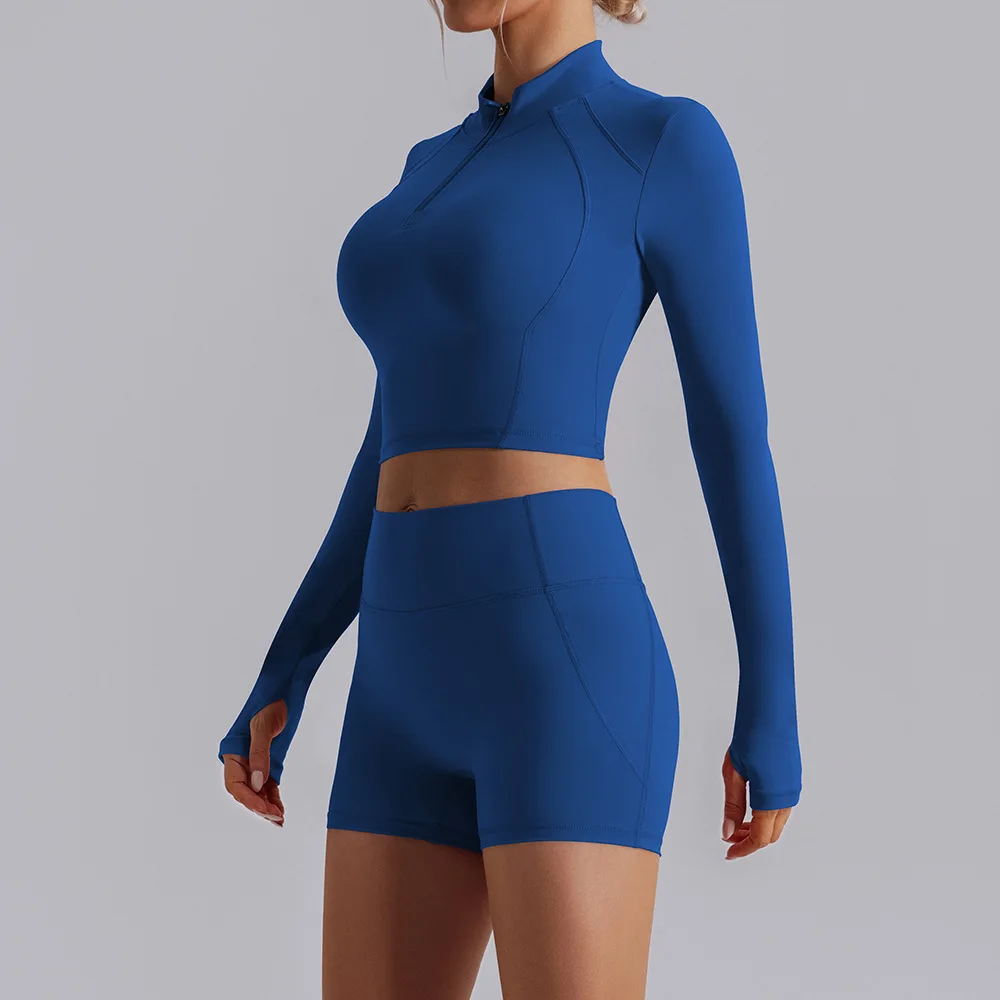

Zipper Yoga Shirts For Women Long Sleeve Fitness Running Gym Clothes Workout Quick Drying Breathable High Elastic Sports Top