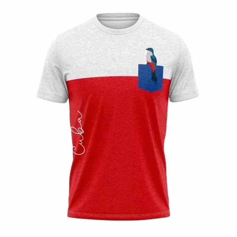 Kuba-Flaggen-Thema Herren Fußball-T-Shirt Tarnstreifen Sportmode Kurzarm Sommer Neu Locker Atmungsaktiv Schnelltrocknend T-Shirt – Detail 3