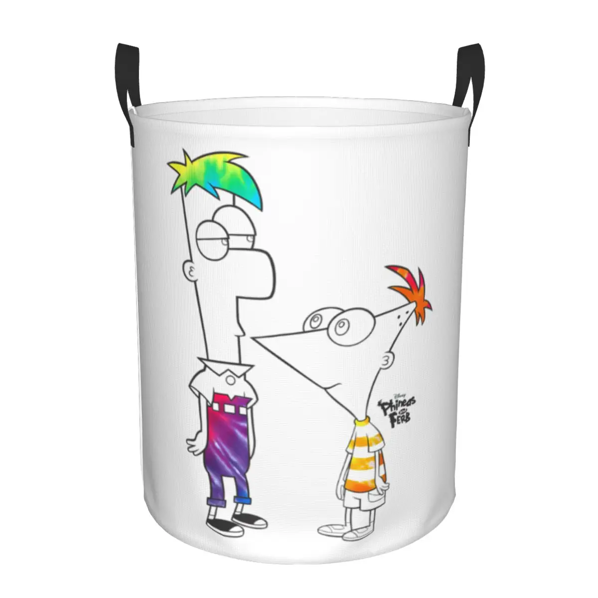 

Custom Phineas And Ferb Boys Of Tie Dye Laundry Hamper Large Clothes Storage Basket Toys Bin Organizer for Nursery