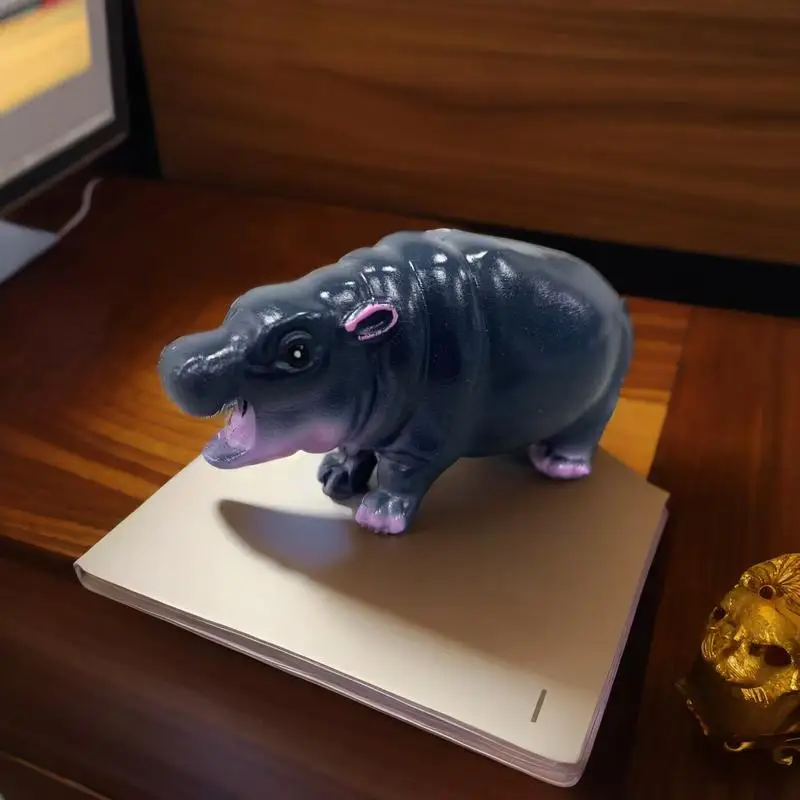Cute Hippo and Rhinoceros Animal Figurine Modern Style Ornament for Living Room Bedroom Desktop Home Room Decor