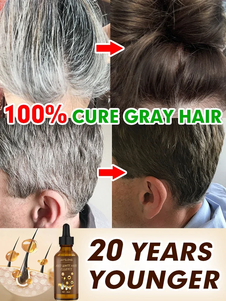 Anti-grey Hair Serum to Restore Gray Beard and Hair Natural Color Oil Cover White To Hair Darken Anti-Hair Loss Nourish HairCare