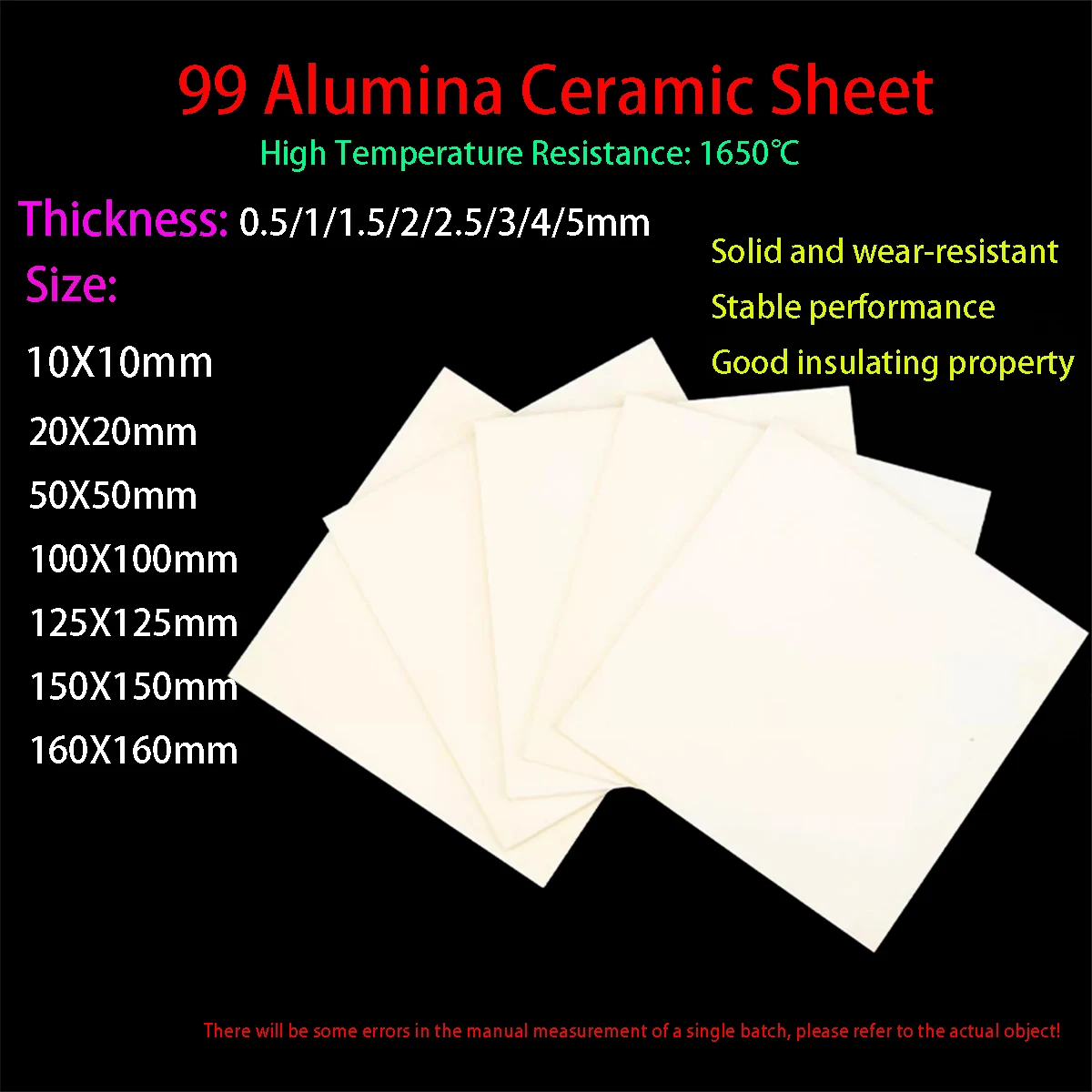 99 Alumina Ceramic Sheet, Thickness 0.5-5mm Insulated Corundum Plate, High-temperature Resistant and Wear-resistant Ceramic Subs