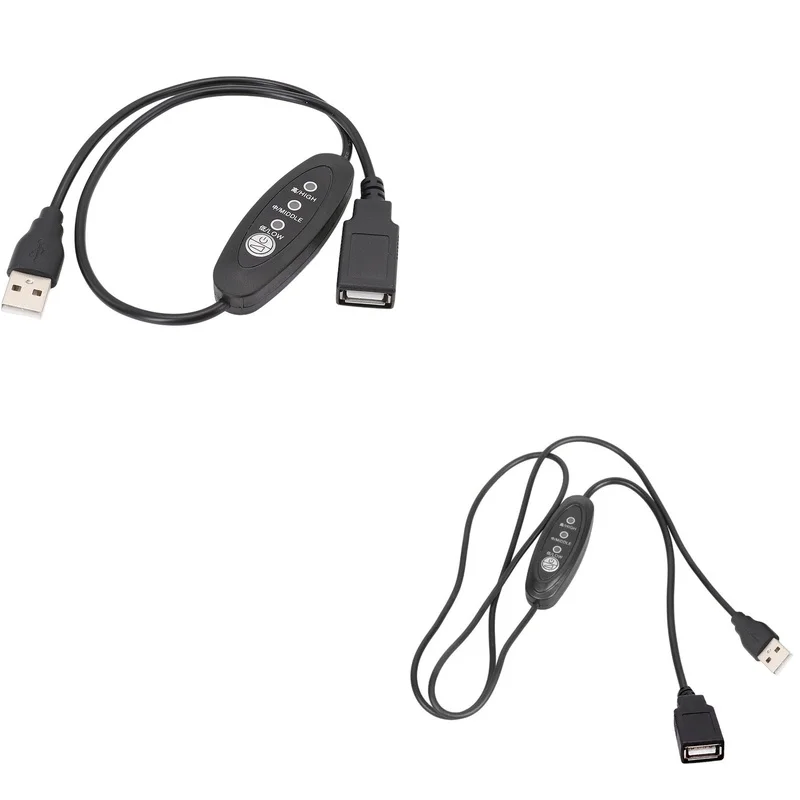 DT21 USB 5V to 12V Boost Fan Cable, USB-A Male to Female 3-Speed Control, for Computer Chassis Fan 0.5m