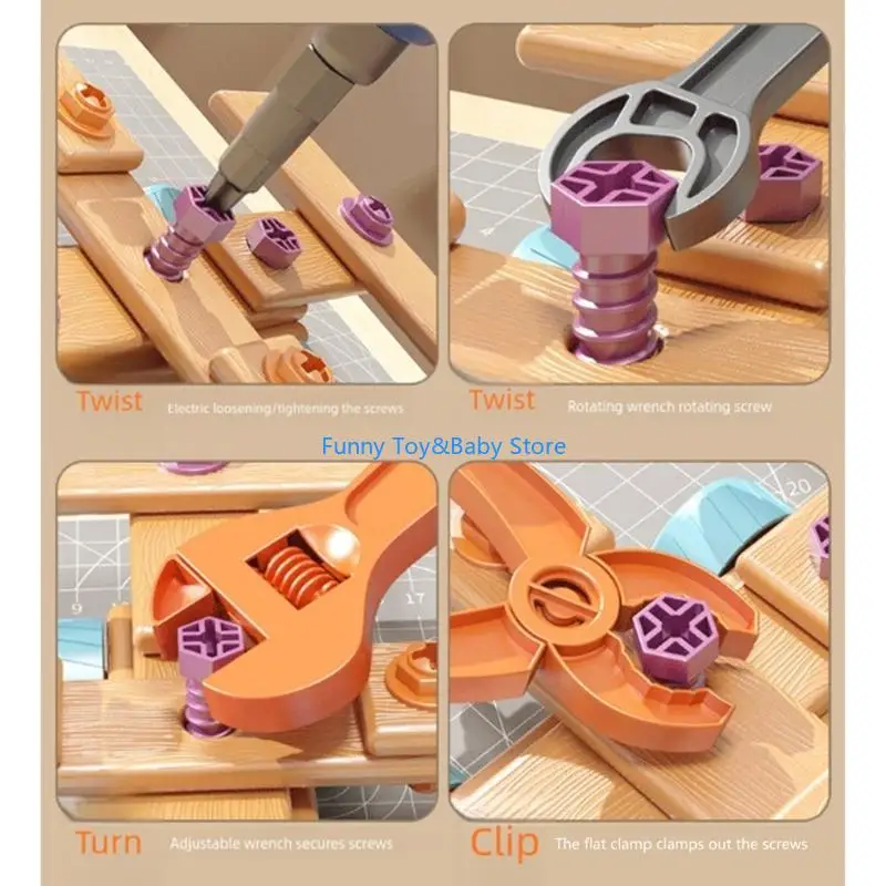 Ensemble d'outils d'assemblage vis bricolage pour les enfants Firencer le jeu coordination d'apprentissage précoce