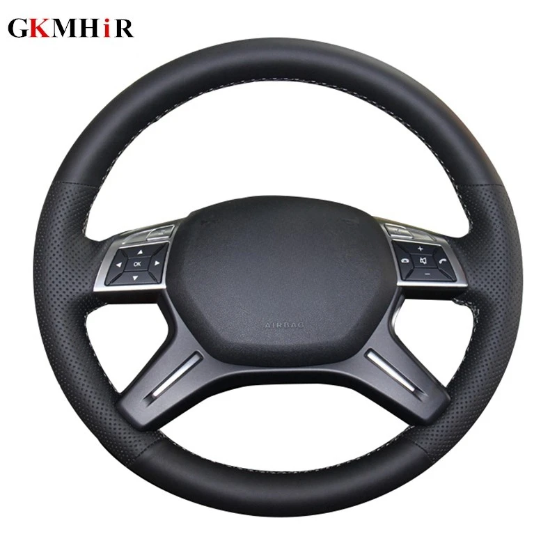 GKMHiR Artificial Leather Black Car Steering Wheel Cover for Mercedes Benz C180 C200 C260 E200 E260 ML320 ML360 ML400