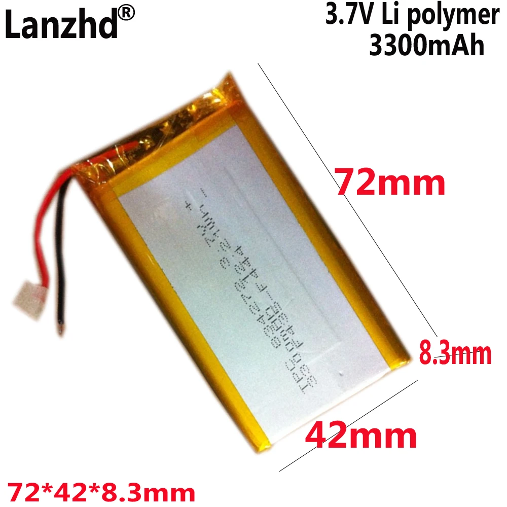 

lithium battery 3300mAh DIY Polymer 3.7V 834272 For power mobile power PSP GPS batteries 72*42*8.3mm