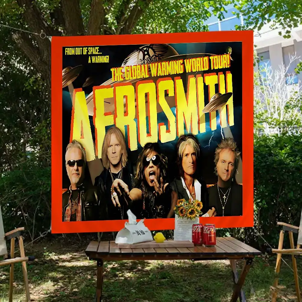 Klassische Rockband A-Aerosmith, hochwertiger Banner-Druck, künstlerischer Atmosphärenstil, Camping-Flagge
