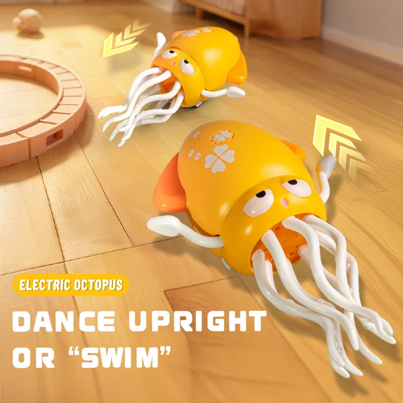 Elektrisch dansend inktvisspeelgoed voor kinderen Geluid en verlichting Obstakel vermijden Kruipen Simulatie Octopus Baby Grappig interactief speelgoed