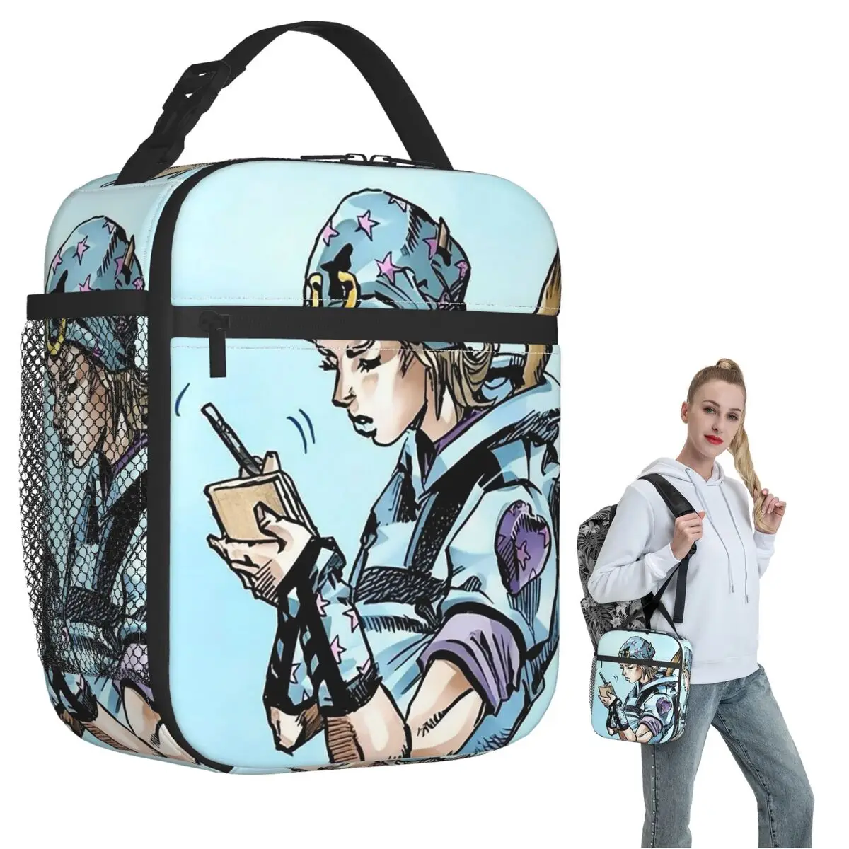 

Anime Johnny Joestar JoJo's Bizarre Adventure Insulated Lunch Bag for Women Kids Portable Food Boxes Thermal Lunch Box Tote