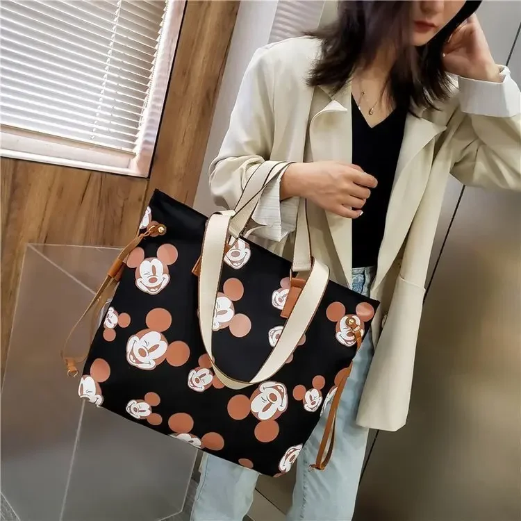 Disney borsa Canva di grande capacità estate Casual Tote donna borse a tracolla portatile Shopping Girl Cartoon Mickey Crossbody Bags