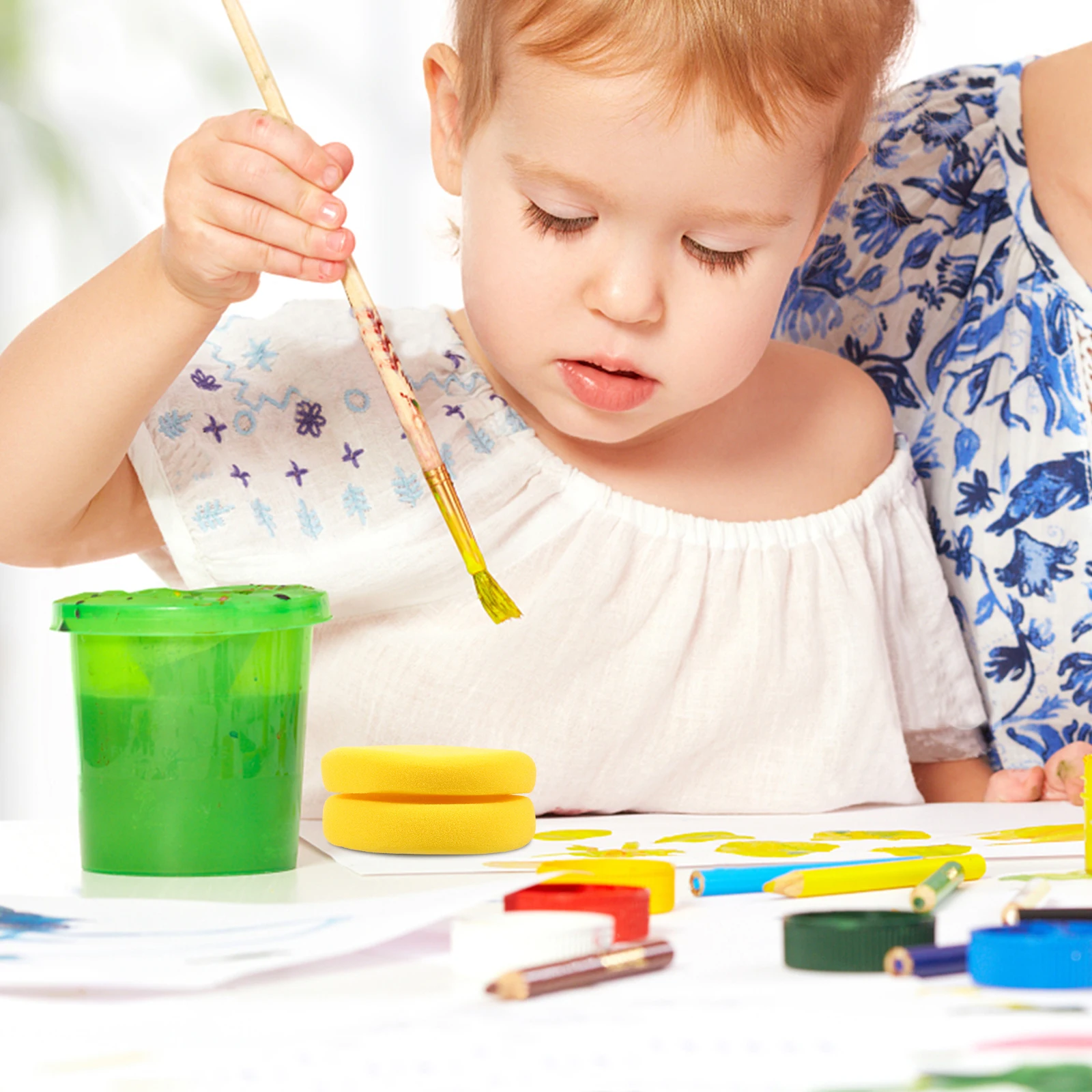 

2Pcs Children Paint Sponge Set Round Sponges for DIY Art Crafts Watercolor Pottery Faux Finishes Stippling Drawing Tools