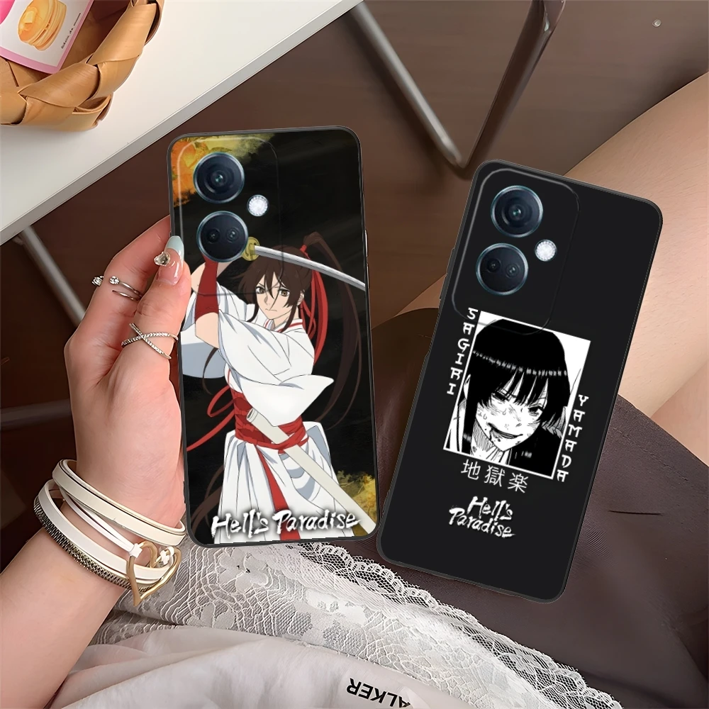 Jigokuraku Yamada Sagiri Mobile Phone Case for OPPO Find X5 X3 X2 A93 Reno 8 7 Pro A74 A72 A53 Black Soft Phone Cover Shell