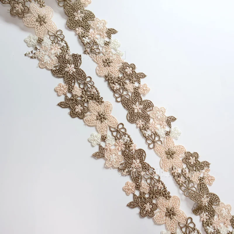 

15 ярдов шириной 4,5 см, блестящий коричневый, бежевый цветок Venise Diy, венецианское кружево, аксессуары для одежды различных предметов одежды, бюстгальтер, нижнее белье