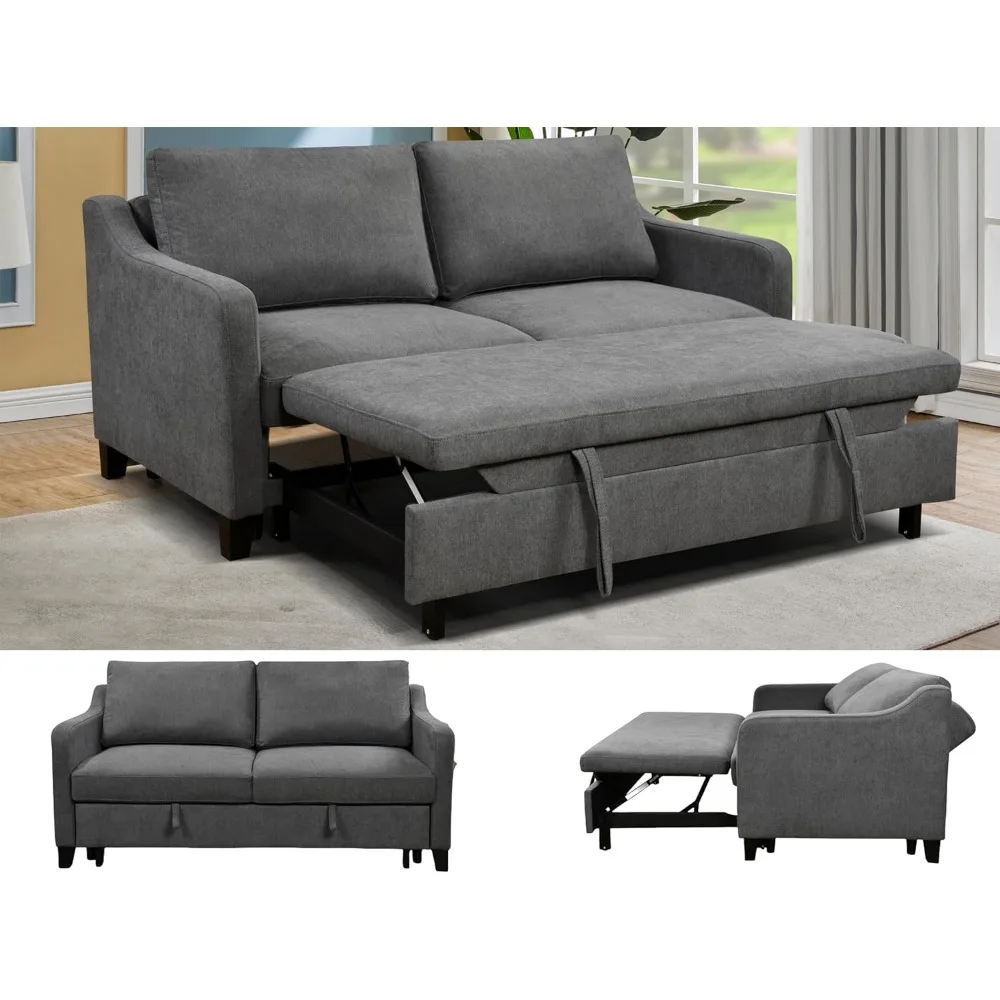 

69'' Queen Size Sleeper Sofa Couch with Pullout Bed, Convertible Futon Loveseat Sofas with Adjustable Backrest, Comfy Couches Be