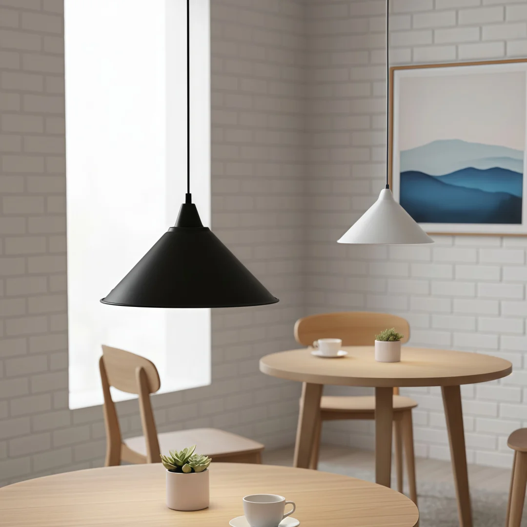 Conical Metal Lampshade Minimalist Industrial Pendant Lamp Cover Black White Kitchen Cafe Dining Decor Only Lampshade No Bulb