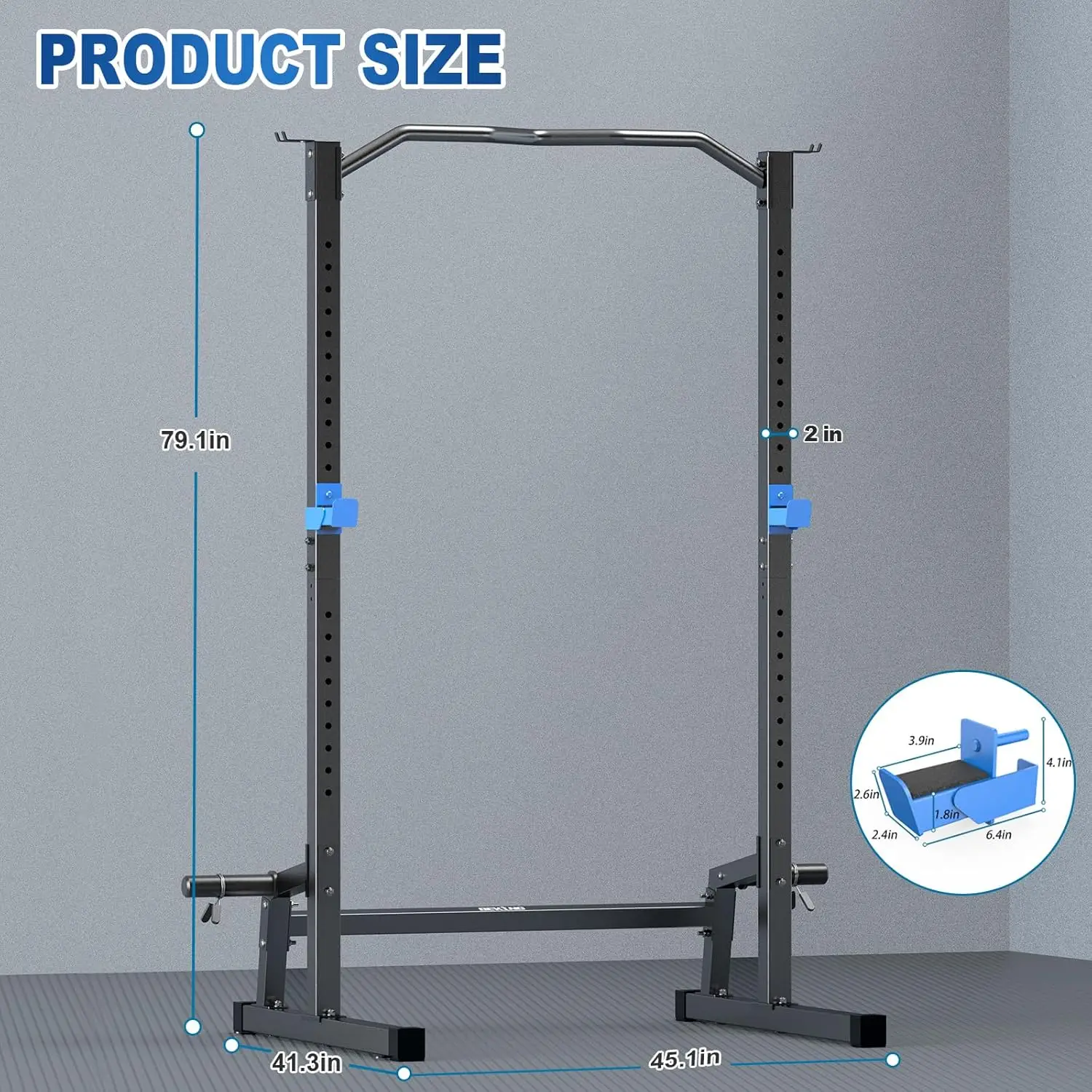 Power Rack Squat Rack Cage with Pull Up Bar,Adjustable Power Cage Exercise Squat Stand with Barbell Rack Weight Plate Storage,St